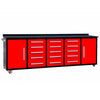 10ft Storage Cabinet with Work Bench (15 Drawers & 2 Cabinets) Red