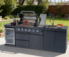Cherylife S00019 NG 85-Inch 4-Burner 72,000 BTU Natural Gas Grill Island – Outdoor Kitchen with Refrigerator, Wine Cooler, Rotisserie & Granite Countertops