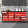 7ft Garage Storage Cabinets with Workbench (20 Drawers) Red