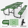 96" Expanded Metal Rectangular Picnic Table Set, Green - CheryLife