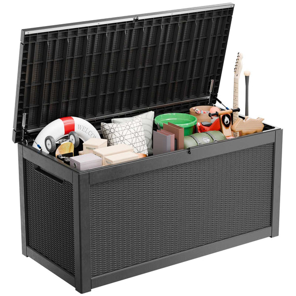 260 Gallon Deck Box, Resin Large Outdoor Storage Box 