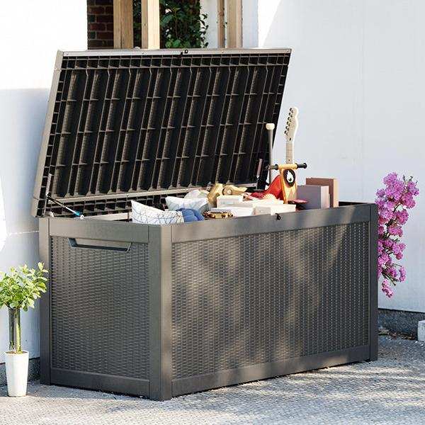 260 Gallon Deck Box, Resin Large Outdoor Storage Box 