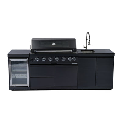 Cherylife S00042 NG 85-Inch 6-Burner 85,000 BTU Natural Gas Grill Island – Outdoor Kitchen with Refrigerator, Wine Cooler, Rotisserie & Granite Countertops