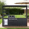Cherylife NG 110-Inch 4-Burner 72,000 BTU Natural Gas Grill Island – Outdoor Kitchen with Wine Cooler, Compact Refrigerator, Rotisserie, Granite Countertops & Storage