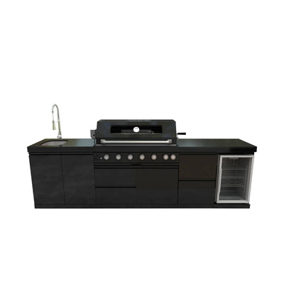 Cherylife 115-Inch 6-Burner 85,000 BTU Gas Grill Island – Outdoor Kitchen with Wine Cooler, Refrigerator, Rotisserie, Granite Countertops & Sink