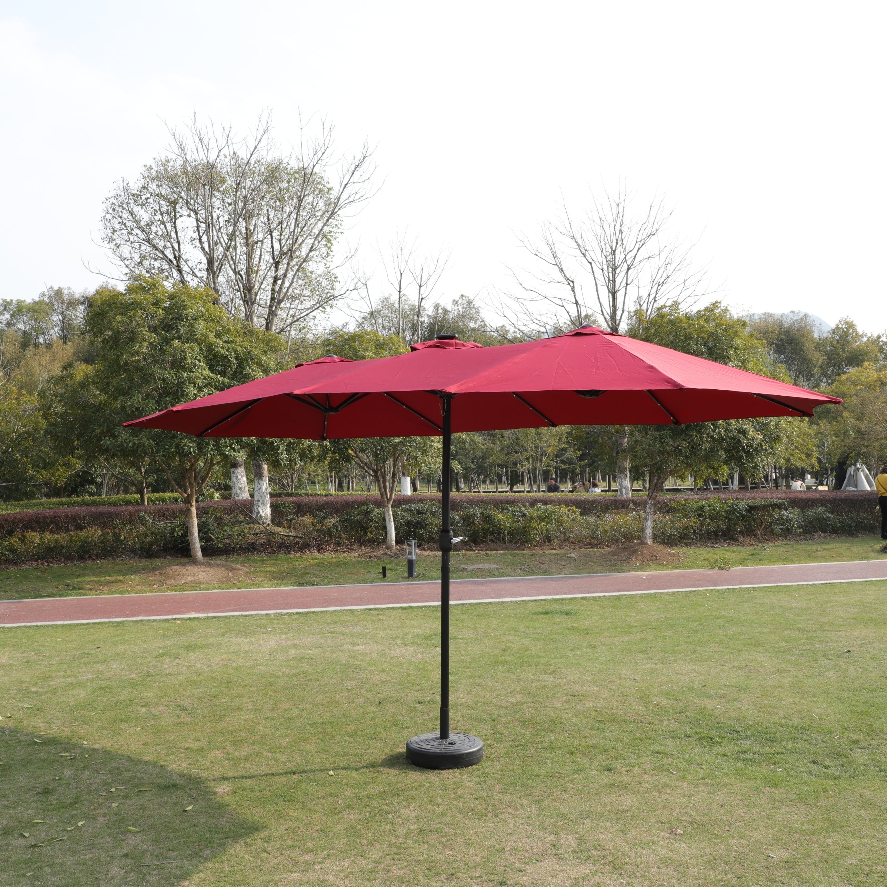 abba patio 9 patio umbrella outdoor table market umbrella 15x9ft Large Double-Sided Rectangular Outdoor Twin Patio Market Umbrel – CheryLife