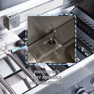 CheryLife 85-Inch 4-Burner 72000 BTU Deluxe Stainless Steel Gas Outdoor Kitchen Bar Barbecue Island Grill + Wine Cooler Compact Refrigerator + Rotisserie kit + Granite Countertops + Stainless steel Sink