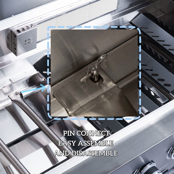 CheryLife 85-Inch 4-Burner 72000 BTU Deluxe Stainless Steel Gas Outdoor Kitchen Bar Barbecue Island Grill + Wine Cooler Compact Refrigerator + Rotisserie kit + Granite Countertops + Stainless steel Sink