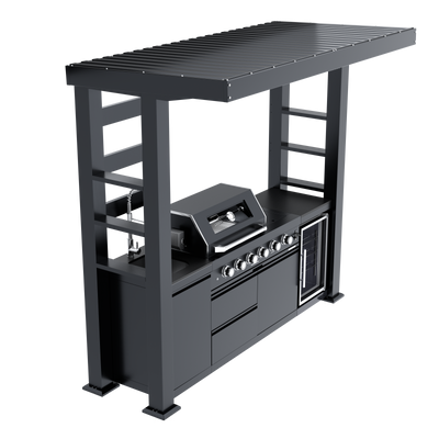 Cherylife NG 97-Inch 4-Burner 72,000 BTU Natural Gas Grill Island – Outdoor Kitchen with Wine Cooler, Refrigerator, Rotisserie, Granite Countertops & Storage