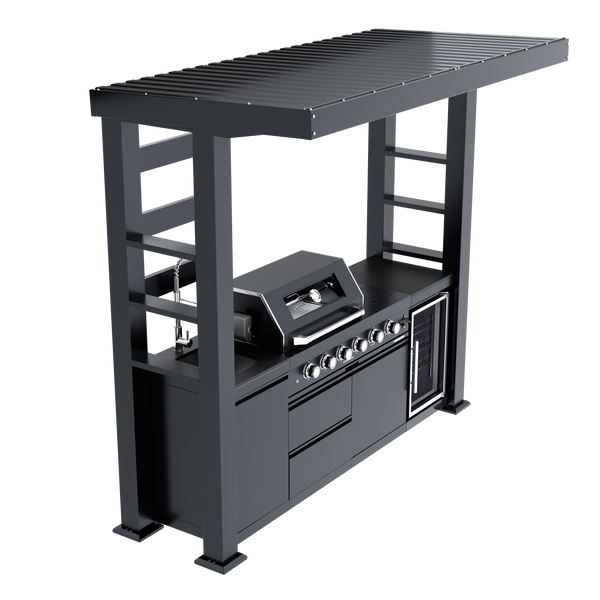 Cherylife NG 97-Inch 4-Burner 72,000 BTU Natural Gas Grill Island – Outdoor Kitchen with Wine Cooler, Refrigerator, Rotisserie, Granite Countertops & Storage