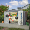 10x8 FT All-Weather Metal Storage Shed – Lockable Doors, Rustproof Steel, Easy Assembly for Garden, Patio, Backyard (Gray)