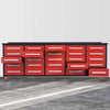 10ft Workbench with Storage Drawers (25 Drawers) Red