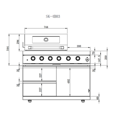 Cherylife 46-Inch 6-Burner 85,000 BTU Gas Grill Island – Stainless Steel Outdoor Kitchen with Rotisserie, Granite Countertops, Storage & ETL Certification