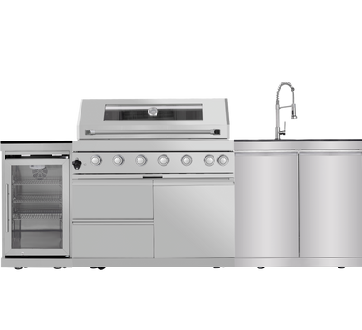 Cherylife 85-Inch 6-Burner 85,000 BTU Gas Grill Island – Outdoor Kitchen with Wine Cooler, Refrigerator, Rotisserie, Granite Countertops & Storage