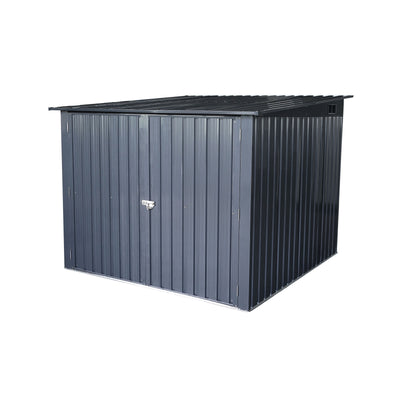 Outdoor Steel Storage Shed For Bicycle with Slope Roof, 4 Bike Tracks, Black