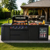 Cherylife 101-Inch 6-Burner 85,000 BTU Propane Gas Grill Island – Outdoor Kitchen with Wine Cooler, Refrigerator, Rotisserie, Marble Countertops & Sink