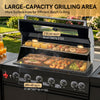 Cherylife 101-Inch 6-Burner 85,000 BTU Propane Gas Grill Island – Outdoor Kitchen with Wine Cooler, Refrigerator, Rotisserie, Marble Countertops & Sink