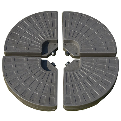 Outsunny 4 Pieces Cantilever Patio Umbrella Base, Fan Shaped Umbrella Weight w/ Built-In Handles & Rugged Material, 148 lbs Water and 220 lbs Water and Sand, Coffee