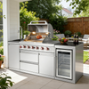 Cherylife 85.2-Inch 4+1 Burner 71,500 BTU Propane Gas Grill Island – Outdoor Kitchen with Sink, Refrigerator, Bar Table, CSA & ETL Certified, Stainless Steel