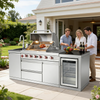 Cherylife 85.2-Inch 4+1 Burner 71,500 BTU Propane Gas Grill Island – Outdoor Kitchen with Sink, Refrigerator, Bar Table, CSA & ETL Certified, Stainless Steel