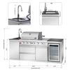Cherylife 85.2-Inch 4+1 Burner 71,500 BTU Propane Gas Grill Island – Outdoor Kitchen with Sink, Refrigerator, Bar Table, CSA & ETL Certified, Stainless Steel