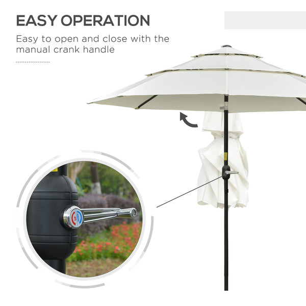 Outsunny 3 Tiers Patio Umbrella Outdoor Market Umbrella With Crank, Push Button Tilt For Deck, Backyard And Lawn Latitude Run Color/Pattern: Beige