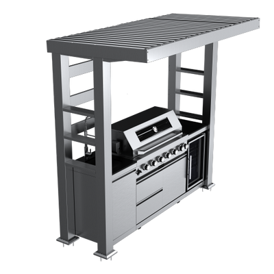 CheryLife 94-Inch 6-Burner 85000 BTU Outdoor Kitchen Gas Grill - 304 Stainless Steel BBQ Island with Wine Cooler, Fridge, Granite Countertops & Rotisserie