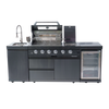 Cherylife S00006 NG 85-Inch 4-Burner 72,000 BTU Natural Gas Grill Island – Outdoor Kitchen with Refrigerator, Wine Cooler, Rotisserie, Granite Countertop & Sink