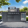 Cherylife 85-Inch 4-Burner 72,000 BTU Gas Grill Island – Outdoor Kitchen with Wine Cooler, Refrigerator, Rotisserie, Granite Countertops & Stainless Steel Sink