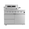 Cherylife 85-Inch 4-Burner 72,000 BTU Gas Grill Island – Outdoor Kitchen with Rotisserie, Granite Countertops, Stainless Steel Sink & Storage