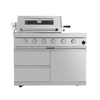 Cherylife 85-Inch 4-Burner 72,000 BTU Gas Grill Island – Outdoor Kitchen with Rotisserie, Granite Countertops, Stainless Steel Sink & Storage