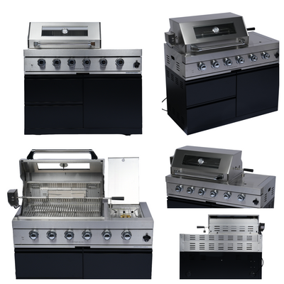 Cherylife NG 98-Inch 4-Burner 72,000 BTU Natural Gas Grill Island – Outdoor Kitchen with Wine Cooler, Refrigerator, Rotisserie, Stainless Steel Countertop & Storage