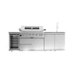 CheryLife 43-Inch 6-Burner 85000 BTU Deluxe Stainless Steel Gas Outdoor Kitchen Bar Barbecue Island Grill + Wine Cooler Compact Refrigerator + Rotisserie + Granite Countertops + Storage Cabinets & Drawers