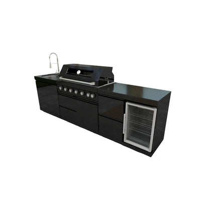Cherylife 115-Inch 6-Burner 85,000 BTU Gas Grill Island – Outdoor Kitchen with Wine Cooler, Refrigerator, Rotisserie, Granite Countertops & Sink