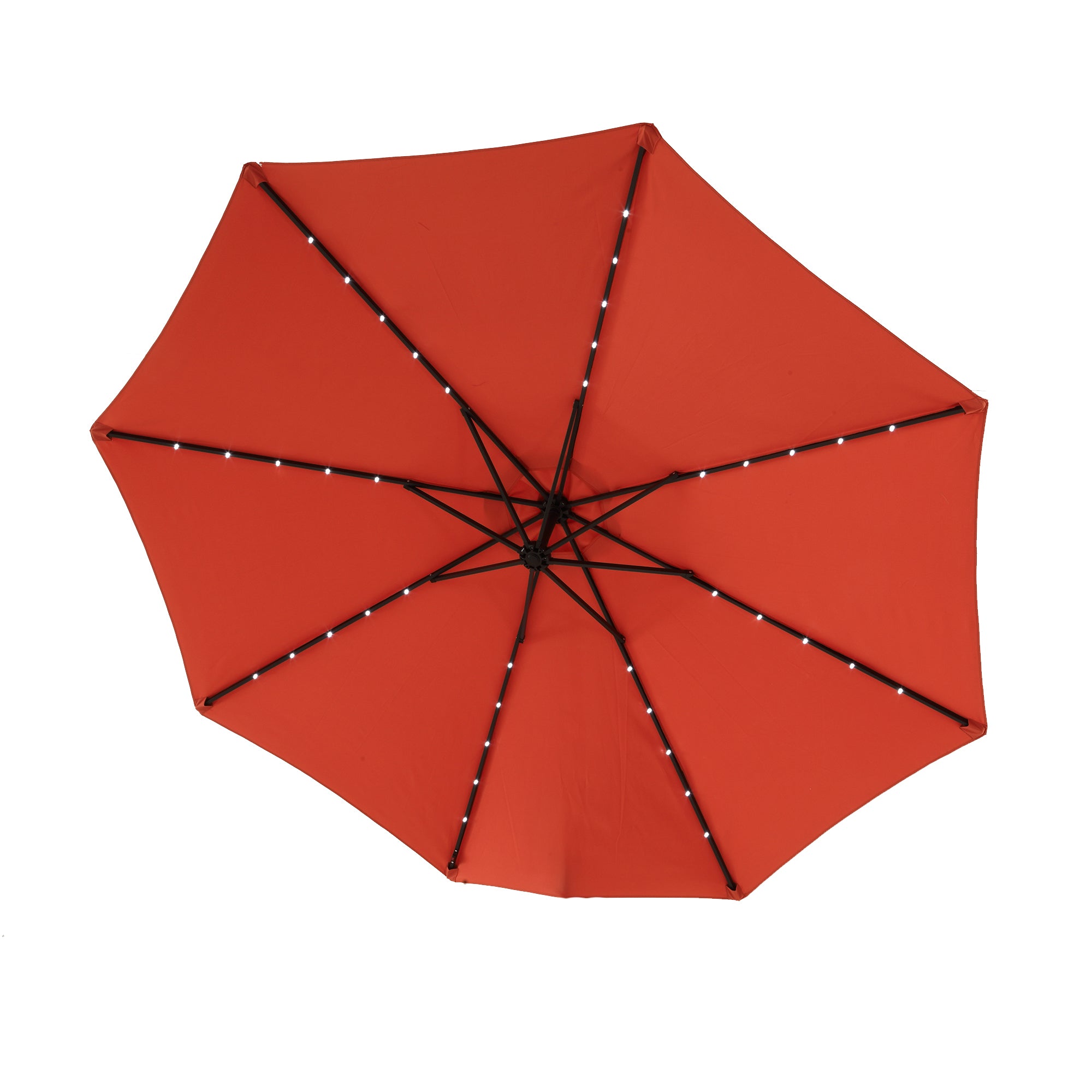 burnt orange patio umbrella 10ft Solar LED Offset Hanging Market Patio Umbrella (Orange)