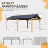 12x20 ft Hardtop Gazebo, Galvanized Steel Gable Roof Pavilion with Wood Grain Aluminum Frame