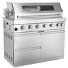 CheryLife 94-Inch 6-Burner 85000 BTU Outdoor Kitchen Gas Grill - 304 Stainless Steel BBQ Island with Wine Cooler, Fridge, Granite Countertops & Rotisserie