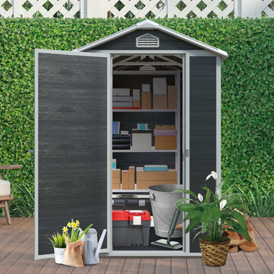 4x6 ft Resin Outdoor Storage Shed Kit Black