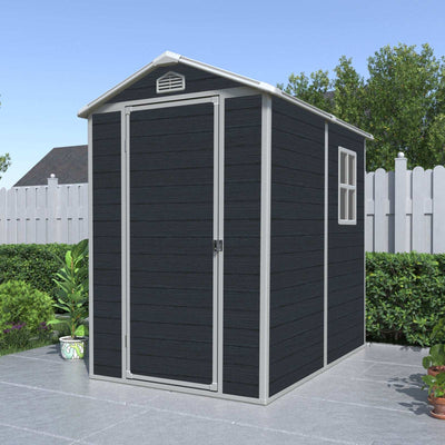 4x6 ft Resin Outdoor Storage Shed Kit Black