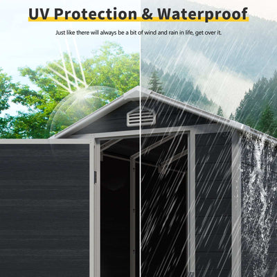 4x6 ft Resin Outdoor Storage Shed Kit Black