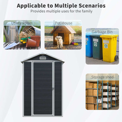 4x6 ft Resin Outdoor Storage Shed Kit Black