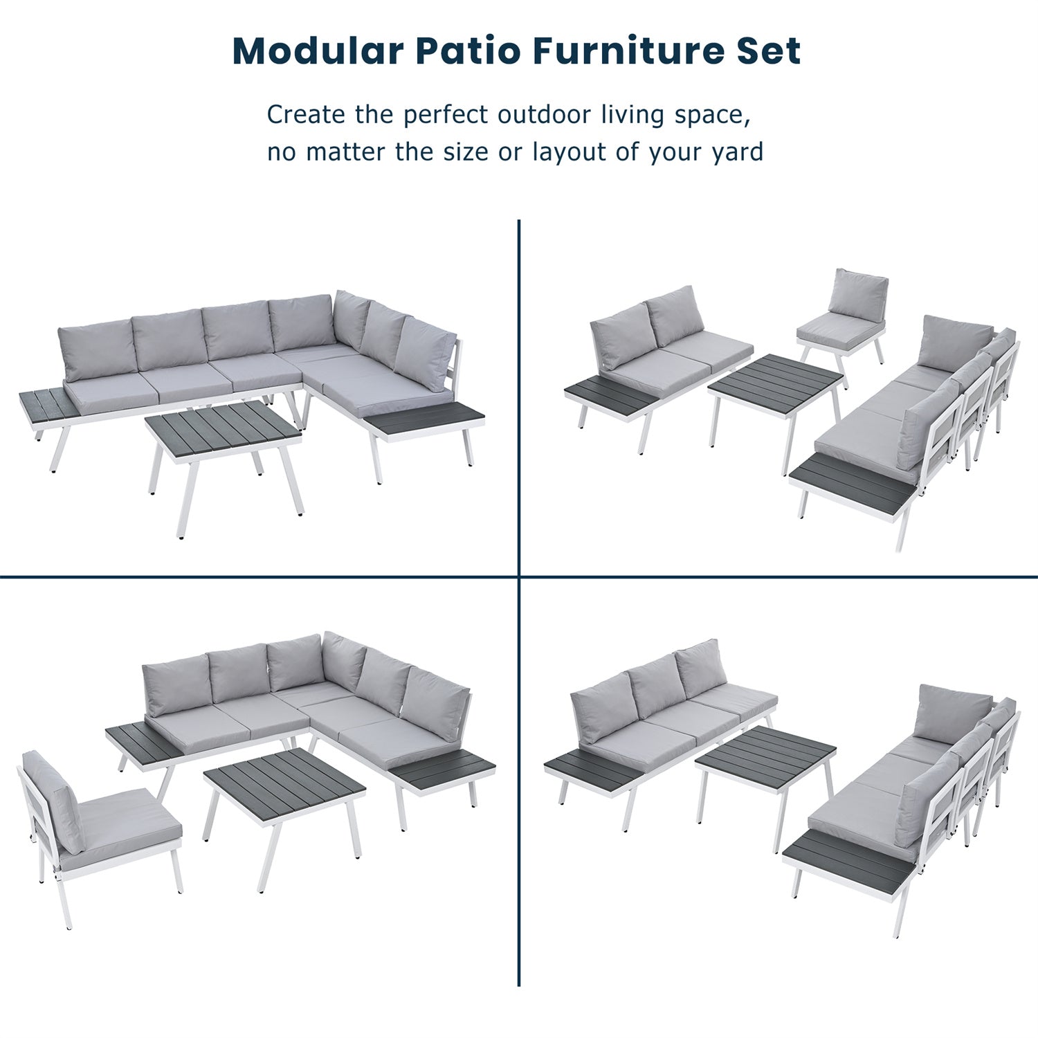 Industrial 5-Piece Aluminum Outdoor Patio Furniture Set