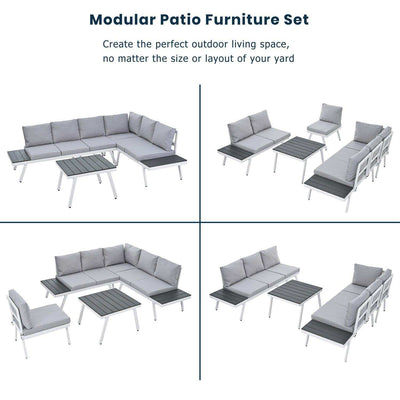 Industrial 5-Piece Aluminum Outdoor Patio Furniture Set