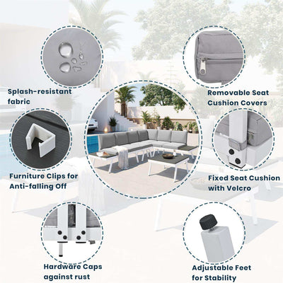 Industrial 5-Piece Aluminum Outdoor Patio Furniture Set