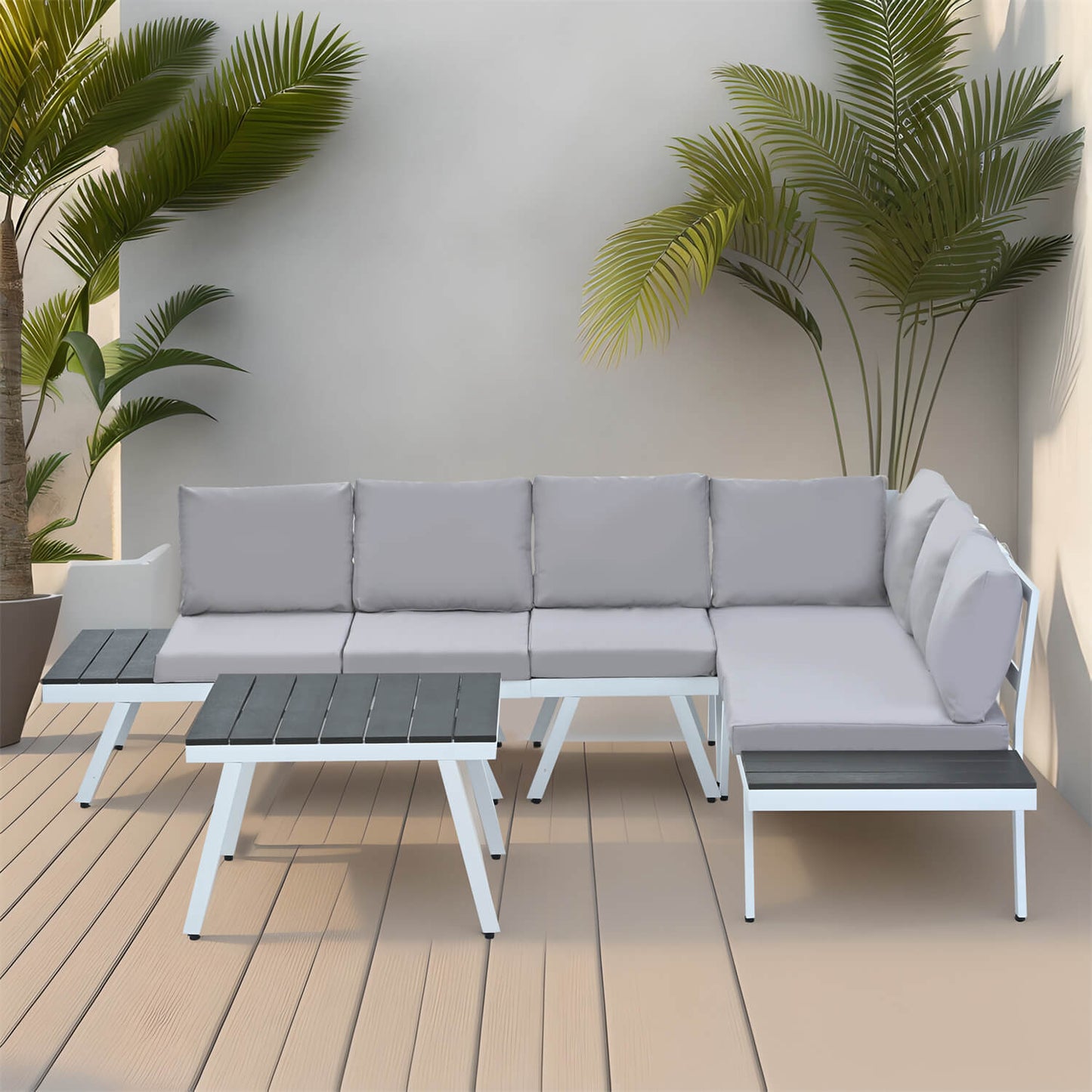 Industrial 5-Piece Aluminum Outdoor Patio Furniture Set