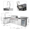 Outdoor Kitchen Island 95.8 Inch 6+1 Burner Propane Gas BBQ Grill 95500 BTU 304 Stainless Steel Silver Color With CSA, ETL Certification + Sink + Refrigerator + Bar Table