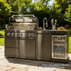 Cherylife SC2401A 85-Inch 85,000 BTU Natural Gas Grill Outdoor Kitchen Island – 6 Burner with Refrigerator, Wine Cooler, 32” Rotisserie, Granite Countertop & Sink