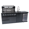 Cherylife SC2401A 85-Inch 85,000 BTU Natural Gas Grill Outdoor Kitchen Island – 6 Burner with Refrigerator, Wine Cooler, 32” Rotisserie, Granite Countertop & Sink
