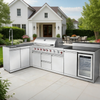 Outdoor Kitchen Island 95.8 Inch 6+1 Burner Propane Gas BBQ Grill 95500 BTU 304 Stainless Steel Silver Color With CSA, ETL Certification + Sink + Refrigerator + Bar Table