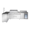 Outdoor Kitchen Island 95.8 Inch 6+1 Burner Propane Gas BBQ Grill 95500 BTU 304 Stainless Steel Silver Color With CSA, ETL Certification + Sink + Refrigerator + Bar Table